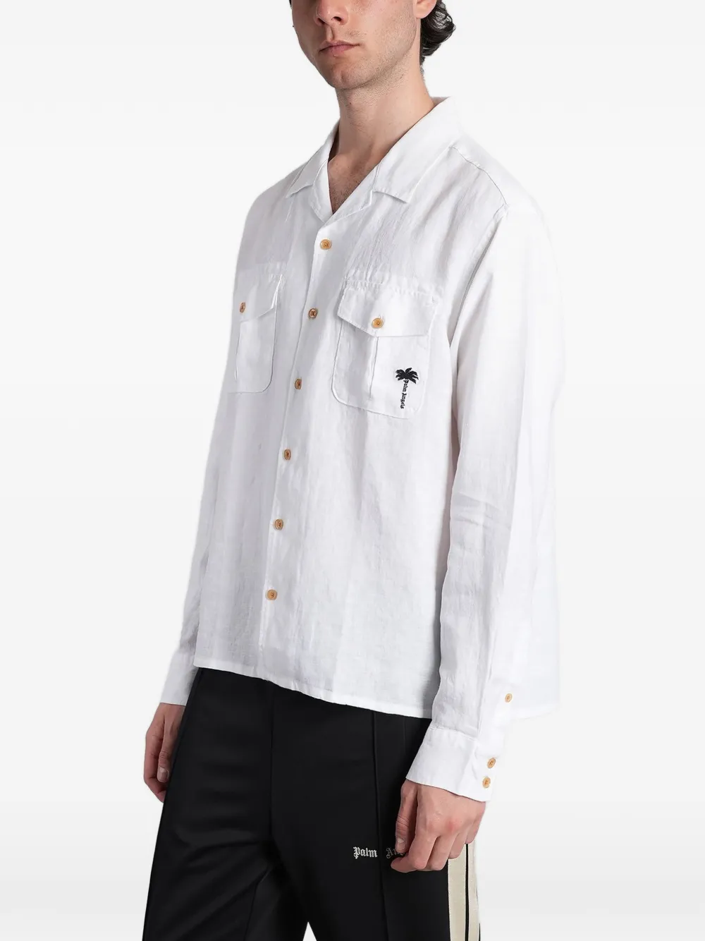 Palm Angels Overhemd met geborduurd logo Wit