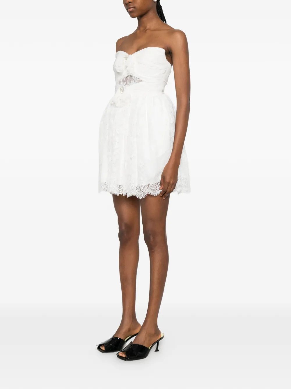 Self-Portrait Strapless mini-jurk Wit