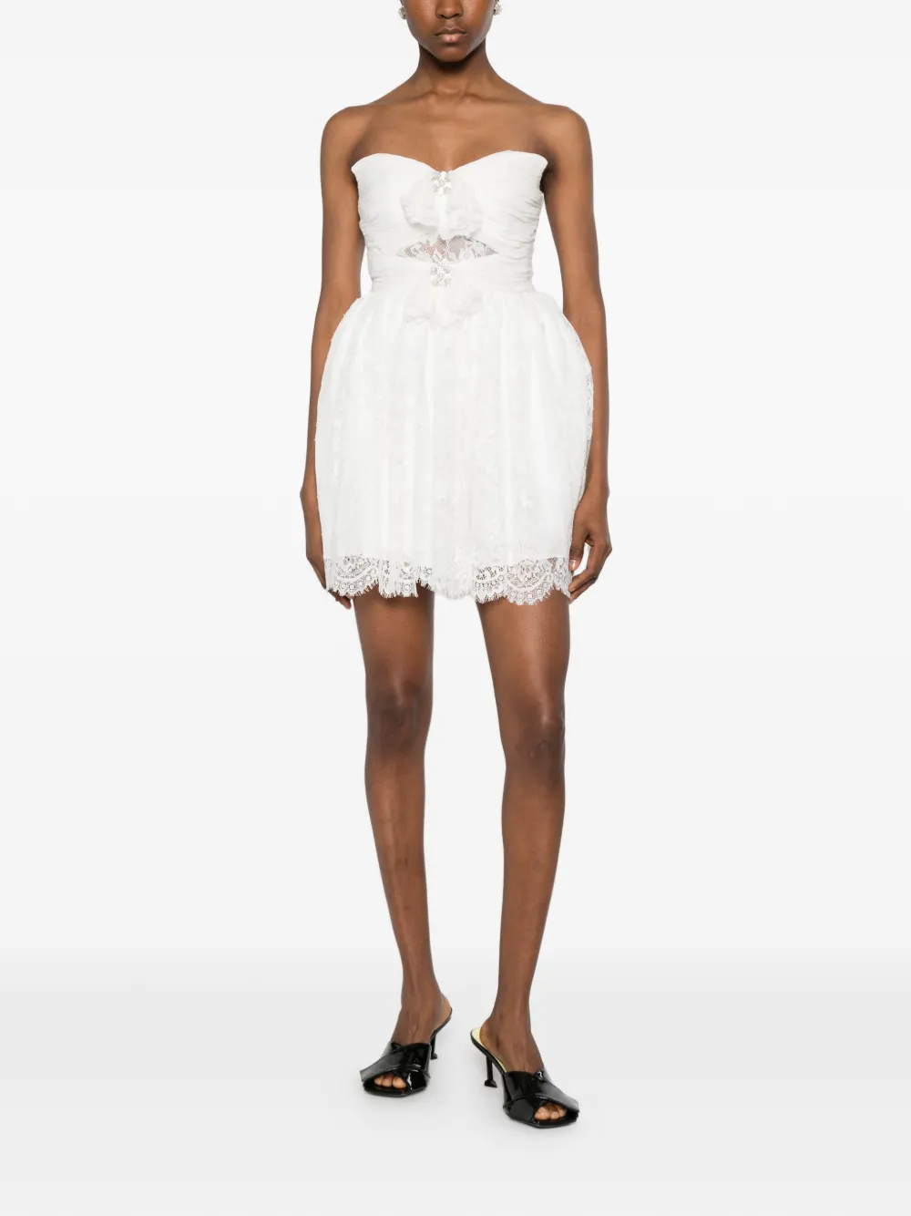 Self-Portrait Strapless mini-jurk Wit