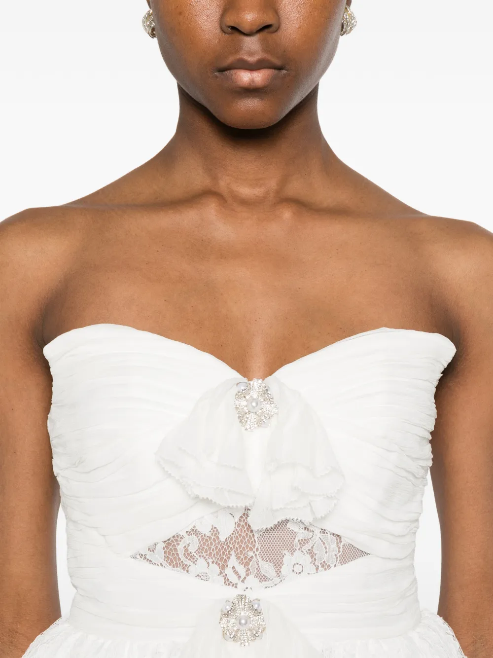 Self-Portrait Strapless mini-jurk Wit