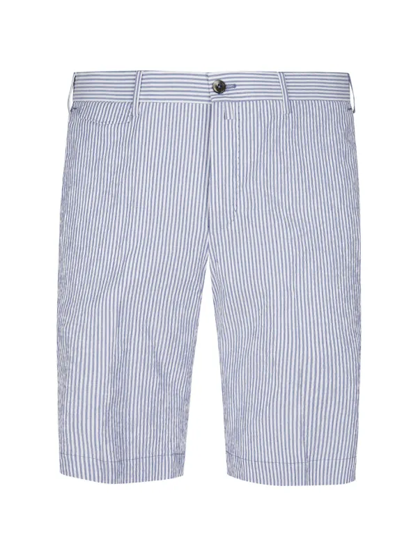 PT Torino Button-fastening Striped Cotton Shorts in Blue