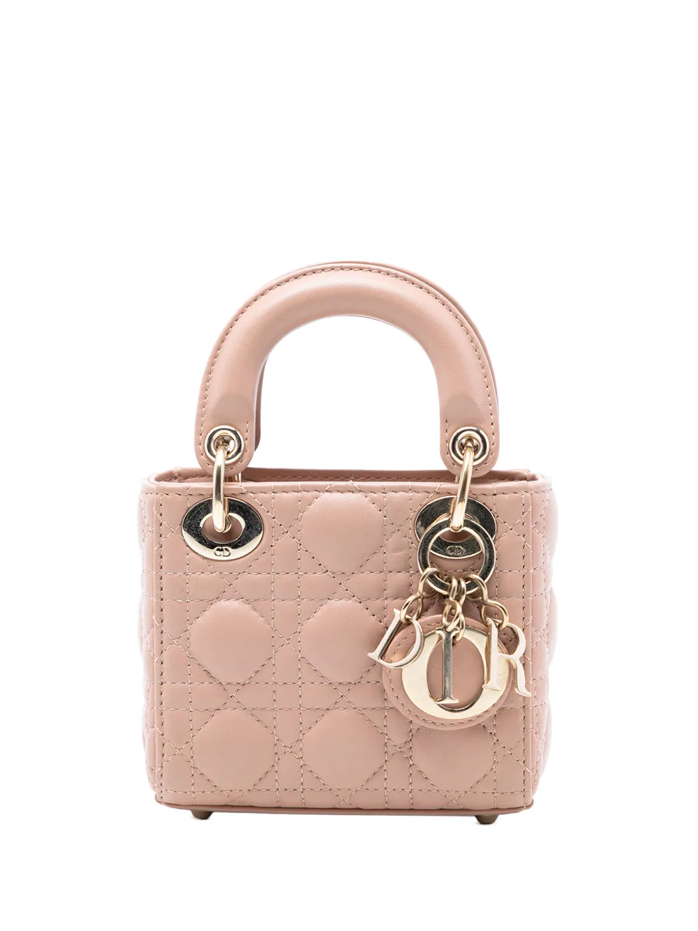 Christian Dior Pre-Owned 2021 Micro Lambskin Cannage Lady Dior satchel - Marrone