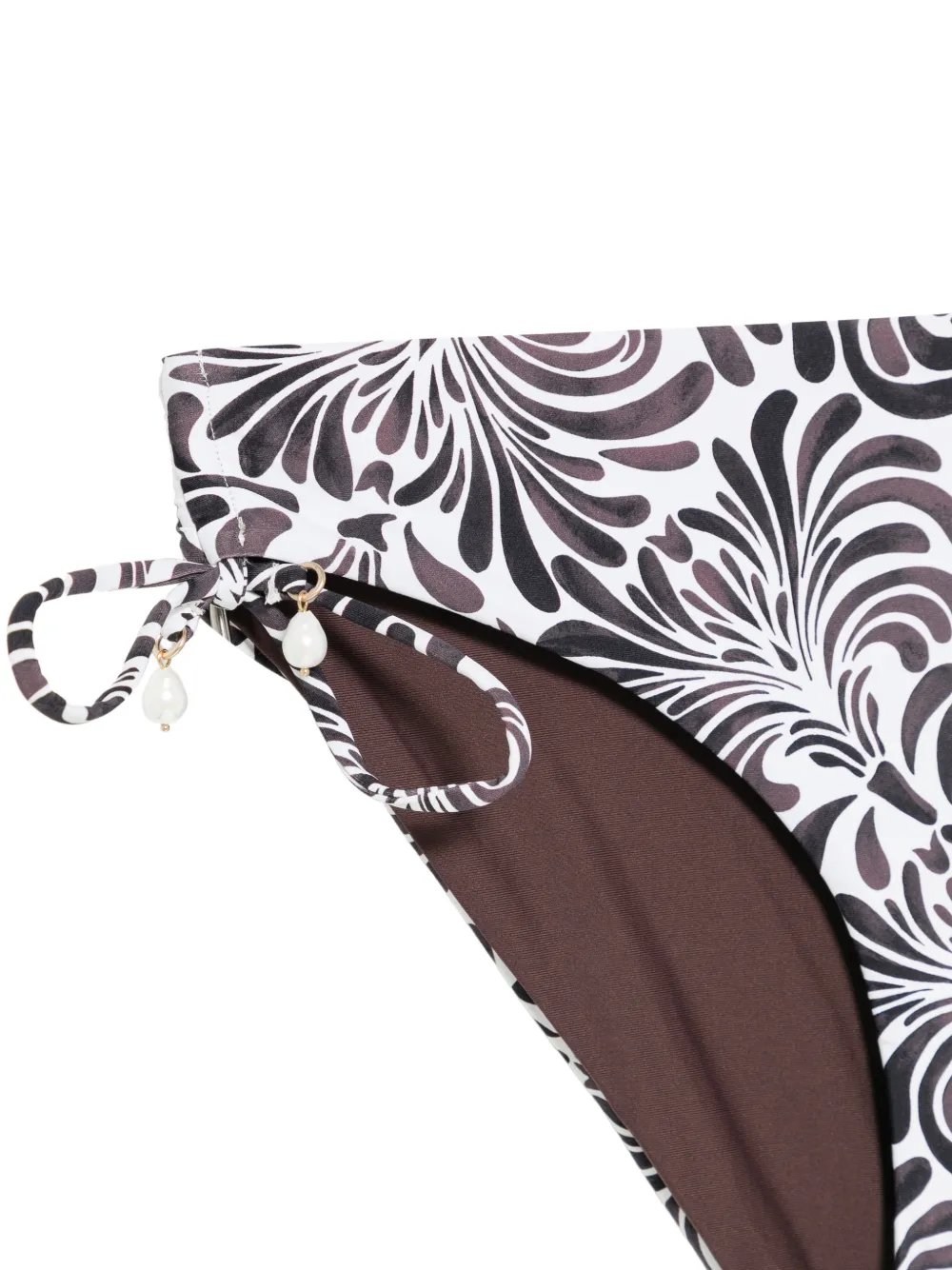 TWINSET Bikinislip met botanische print en striksluiting Wit