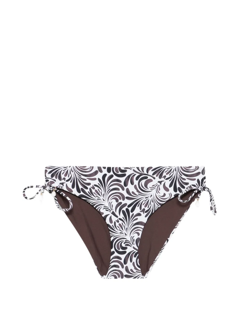TWINSET botanical-print side-tie bikini bottoms - Bianco