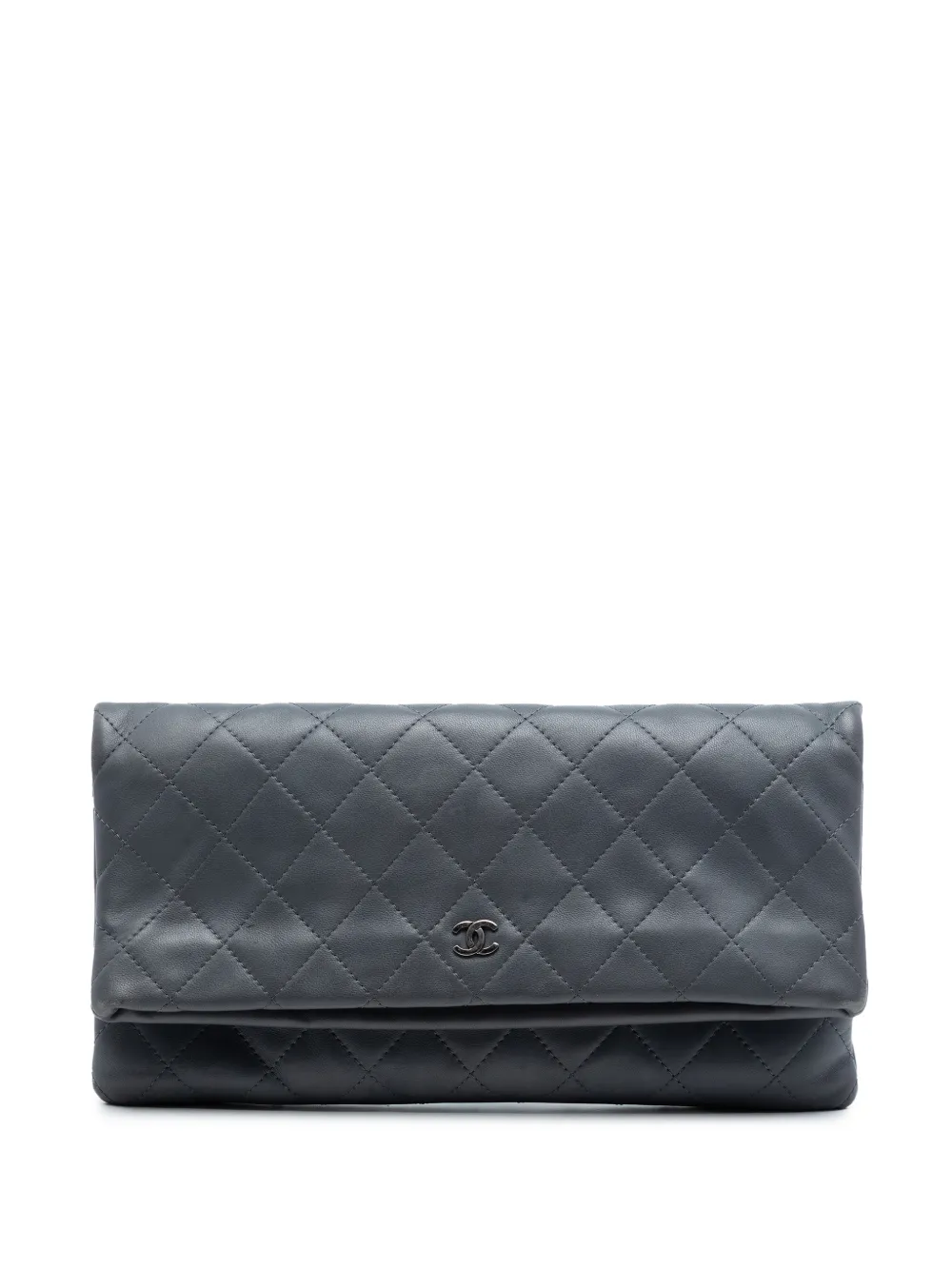 CHANEL Pre-Owned 2014-2015 CC Quilted Lambskin Foldover clutch bag - Grau