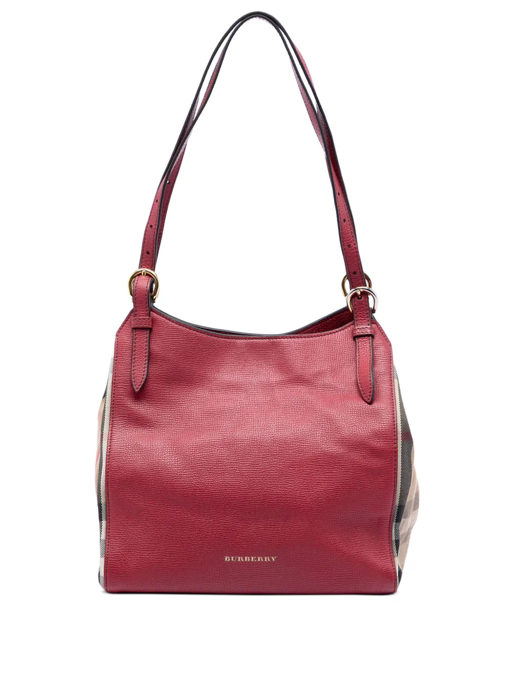 Burberry Pre-Owned 2000-2017 Small Leather and House Check Canvas Canterbury tote bag - Rot