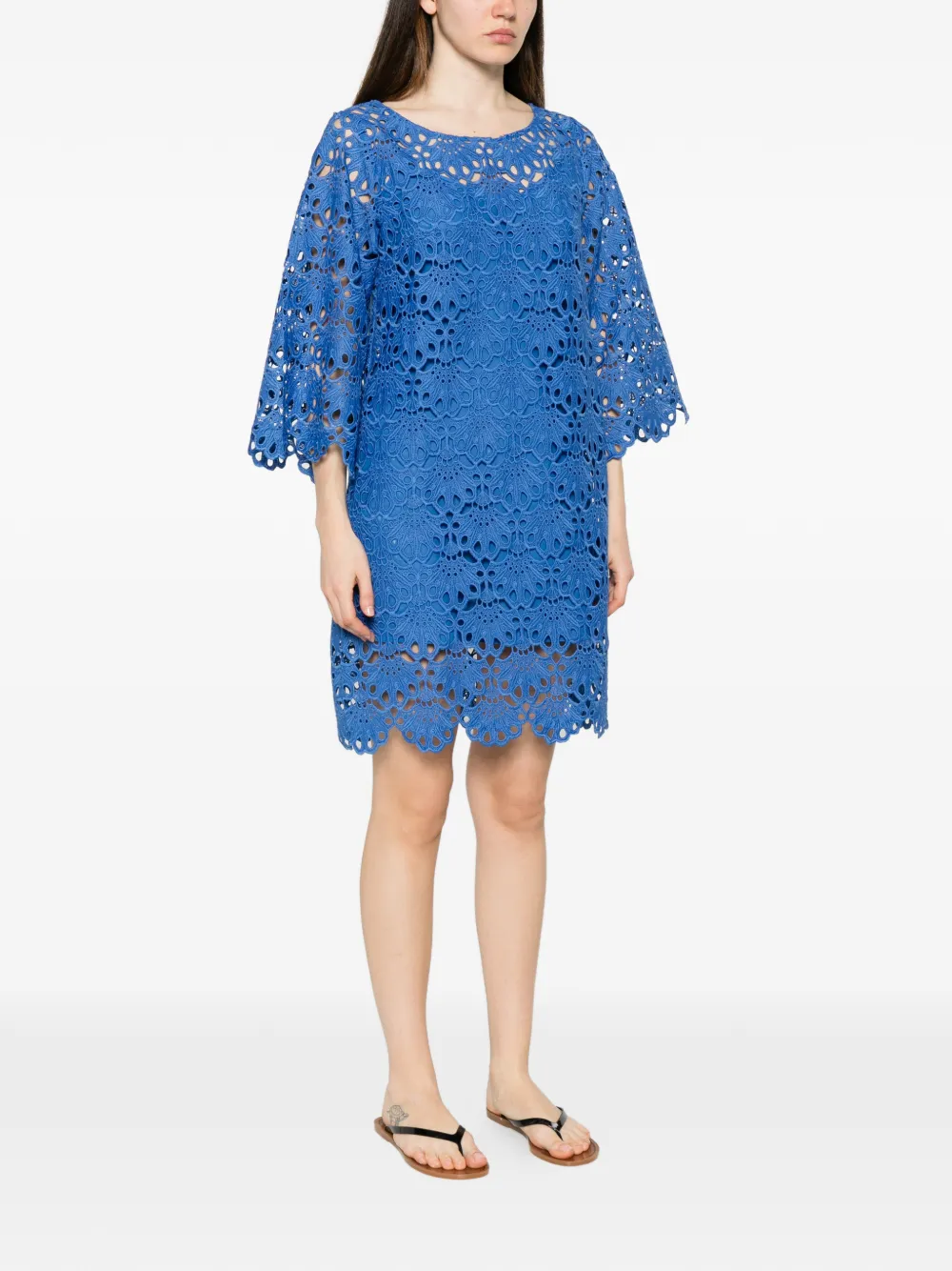 TWINSET Gewelfde jurk met kant Blauw