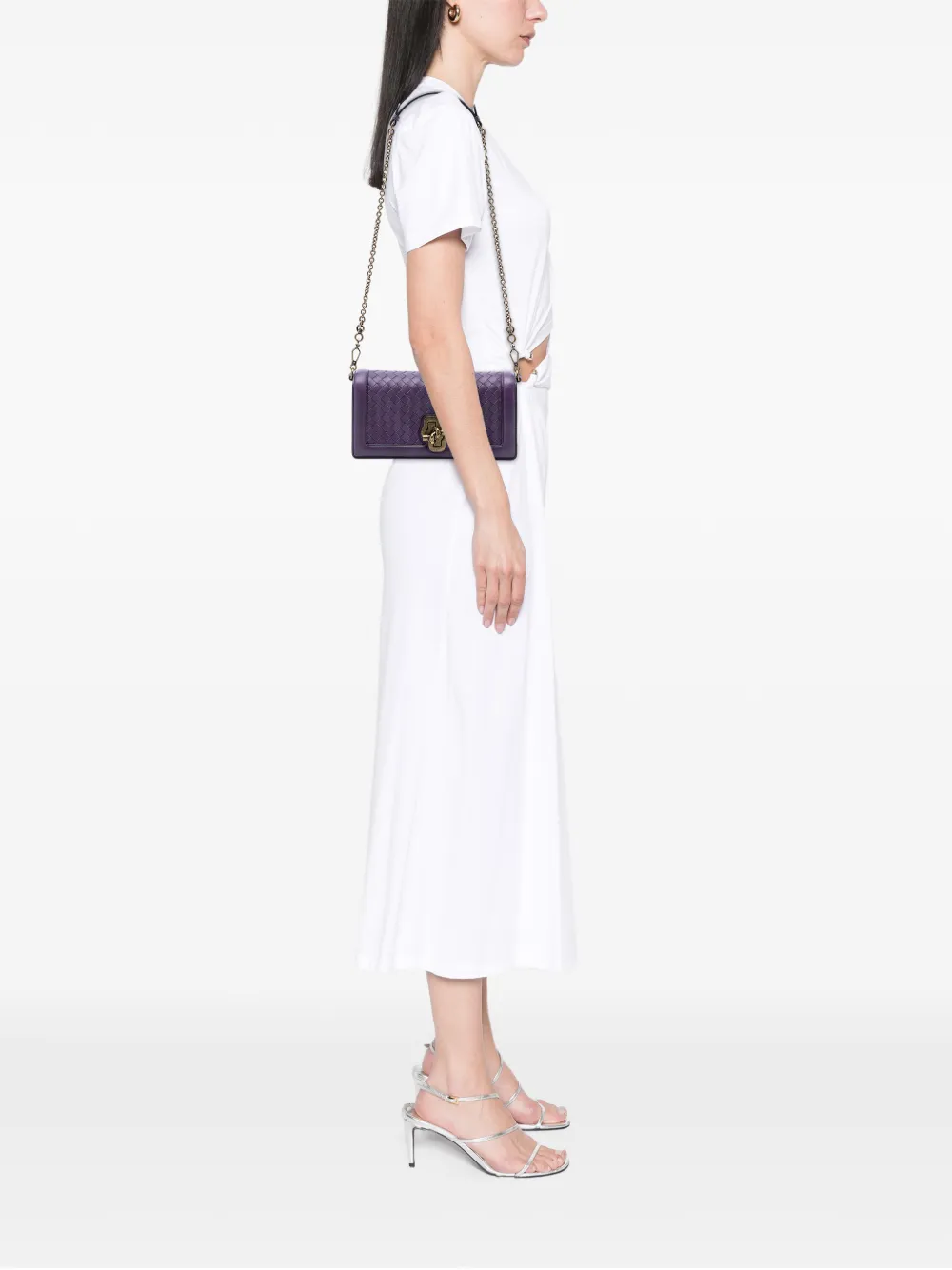  Bottega Veneta Pre-owned Borsa A Tracolla Olimpia Knot In Nappa Con Design Intrecciato 2012-2025 - Viola 