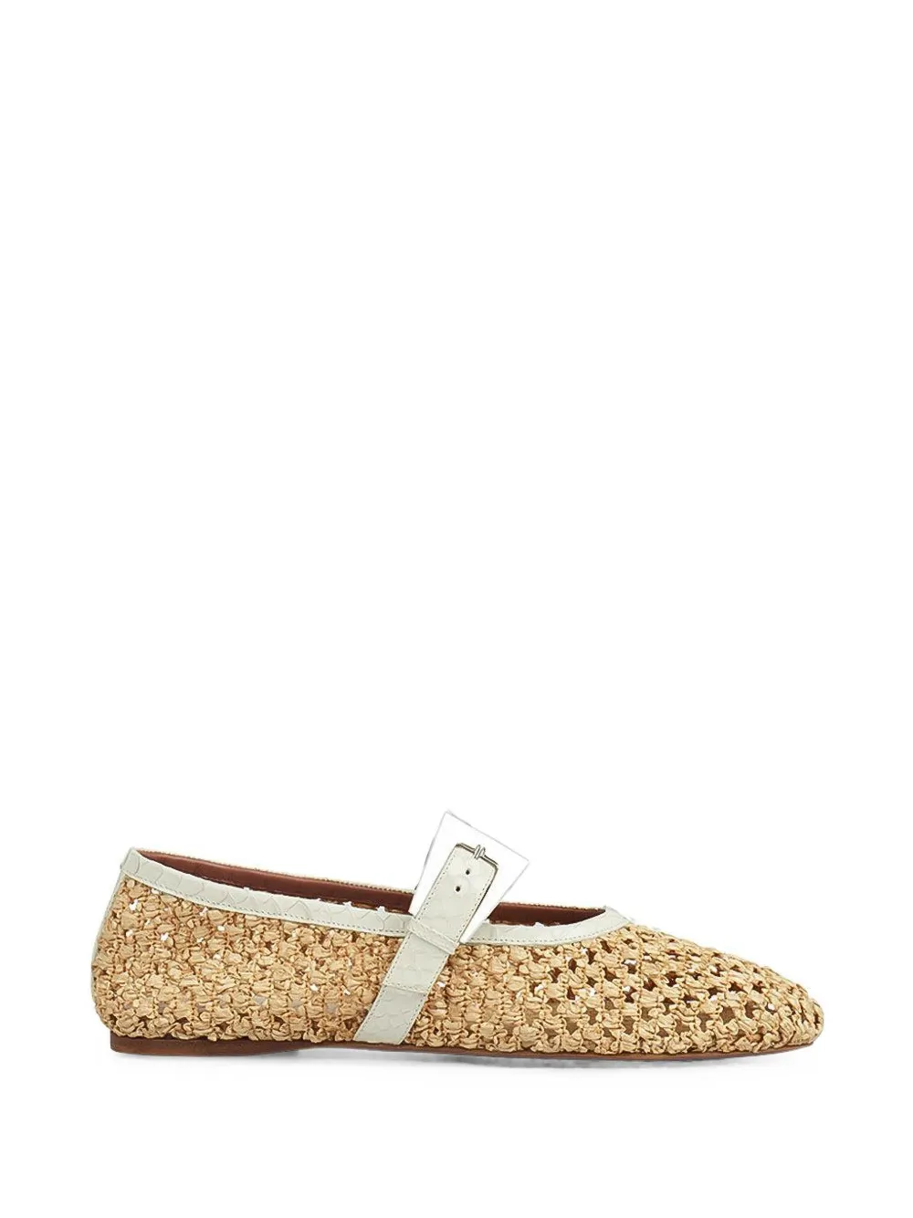 Paris Texas Sveva woven-raffia ballet flats Beige