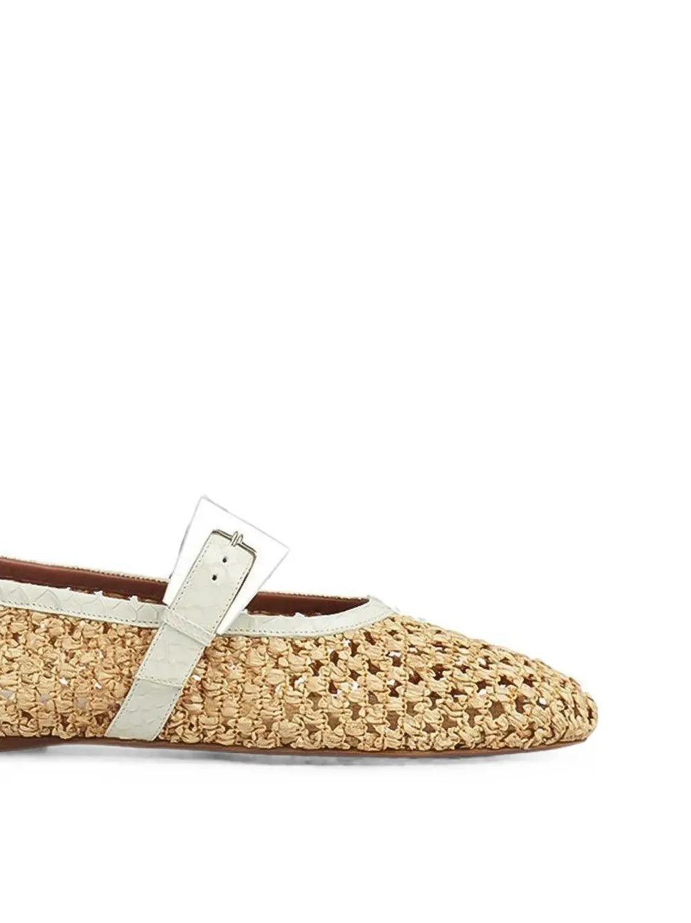 Paris Texas Sveva woven-raffia ballet flats Beige