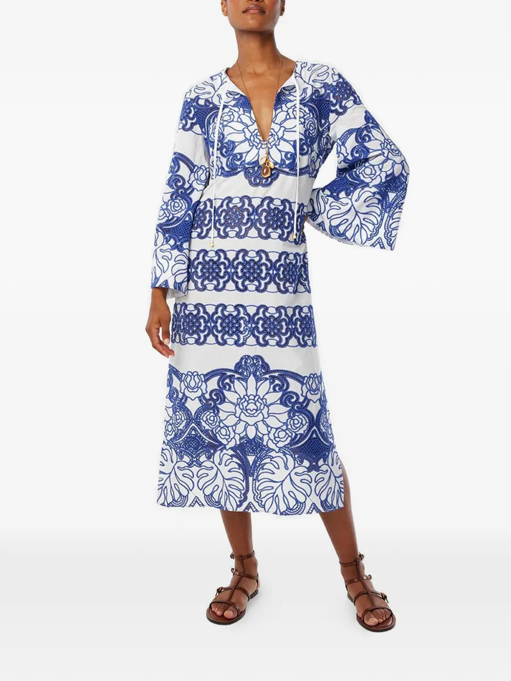 Borgo De Nor Clea embroidered midi dress - Bianco