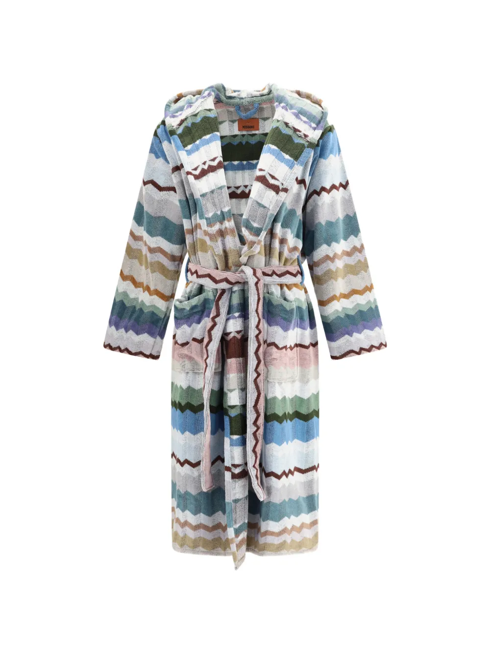 Missoni Home Eva zigzag-pattern hooded bathrobe - Blu