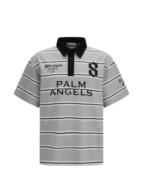 Palm Angels striped logo-print polo shirt