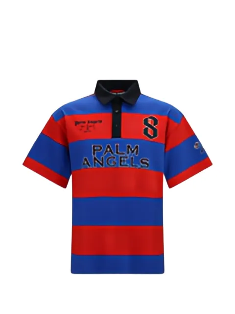 Palm Angels striped logo-print polo shirt