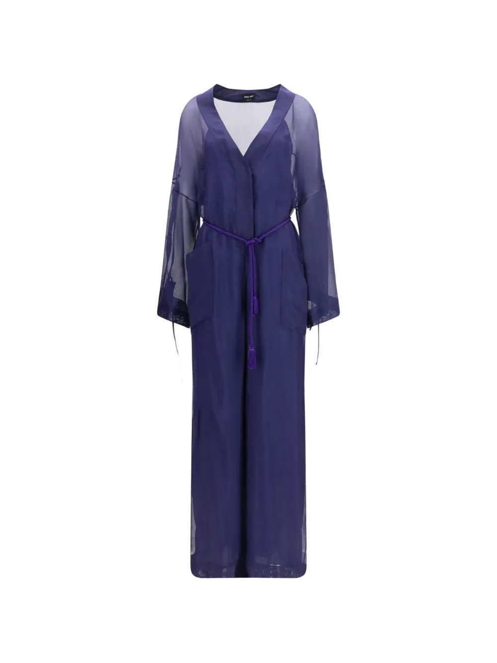 Giorgio Armani belted V-neck jumpsuit - Blu