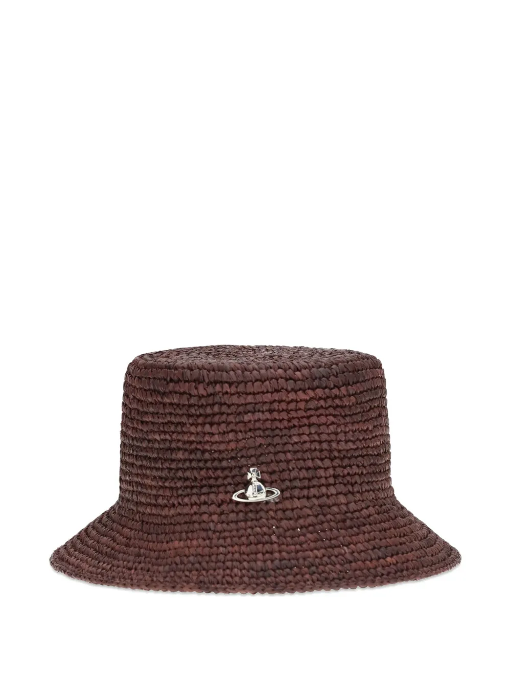 Vivienne Westwood raffia Orb-plaque bucket hat - Marrone