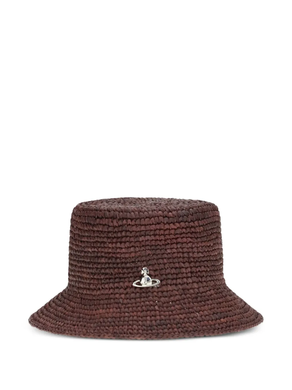 Vivienne Westwood raffia Orb-plaque bucket hat - Marrone
