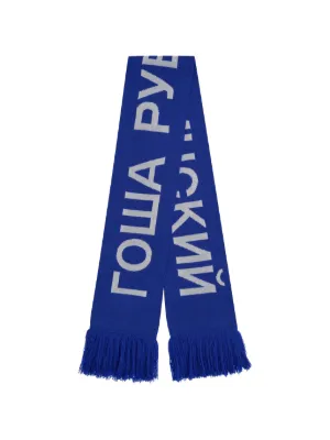 GOSHA RUBCHINSKIY logo-knit Fringed Scarf | Grey | FARFETCH