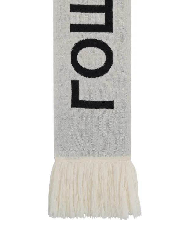 GOSHA RUBCHINSKIY logo-knit Fringed Scarf | Grey | FARFETCH