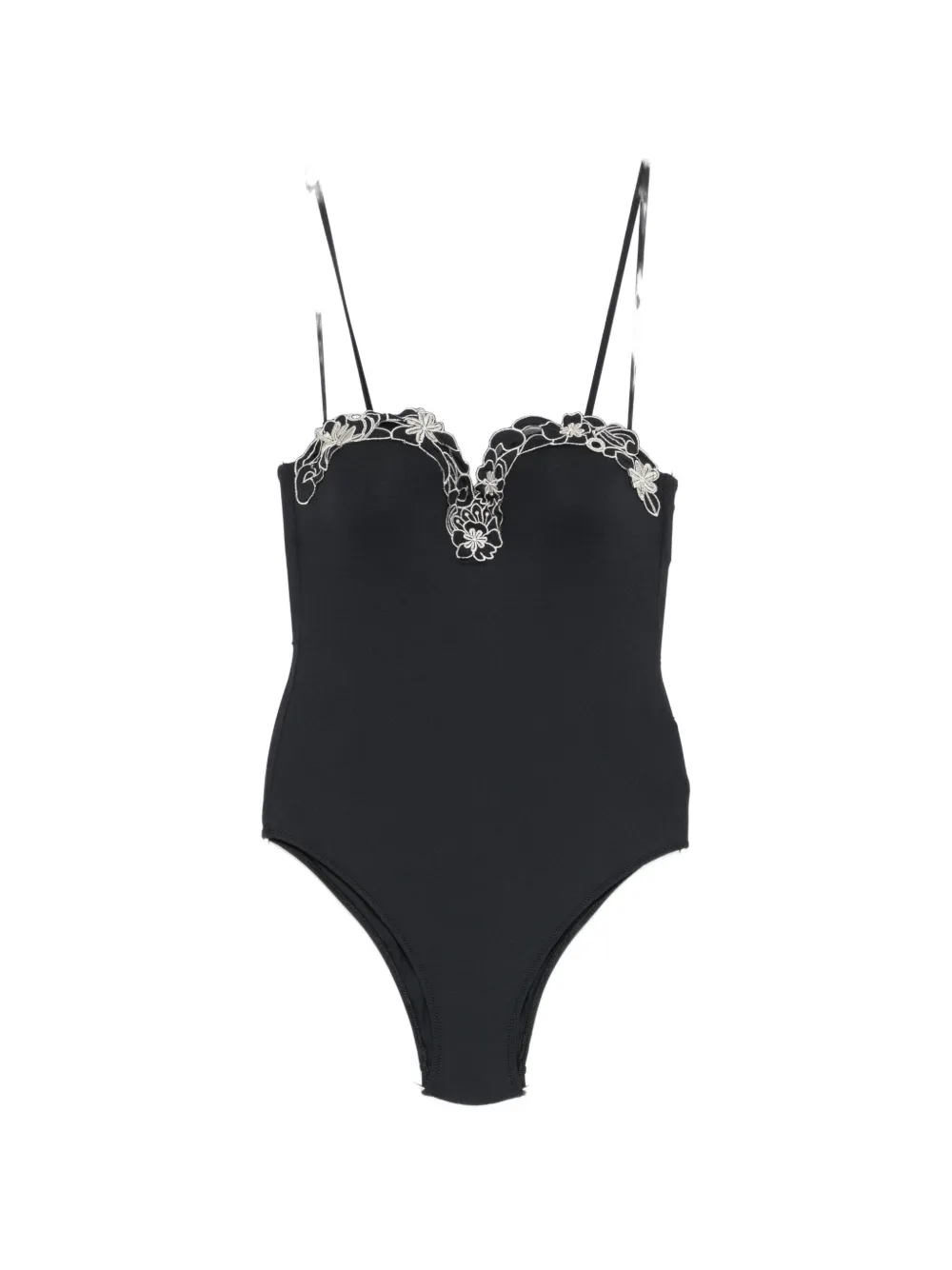 TWINSET floral-embroidered swimsuit - Nero