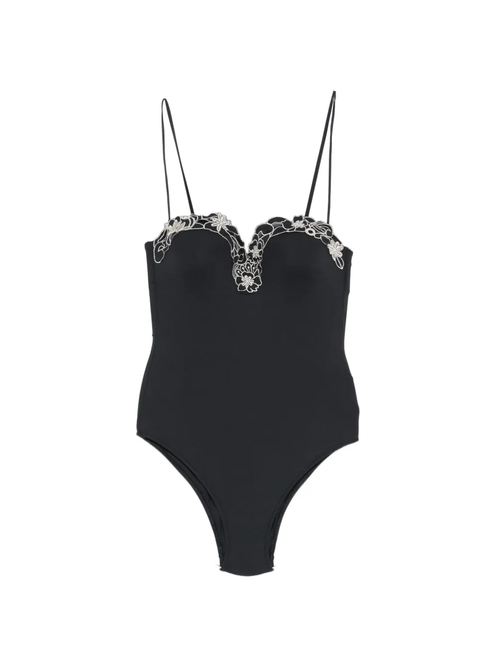 TWINSET floral-embroidered swimsuit - Nero