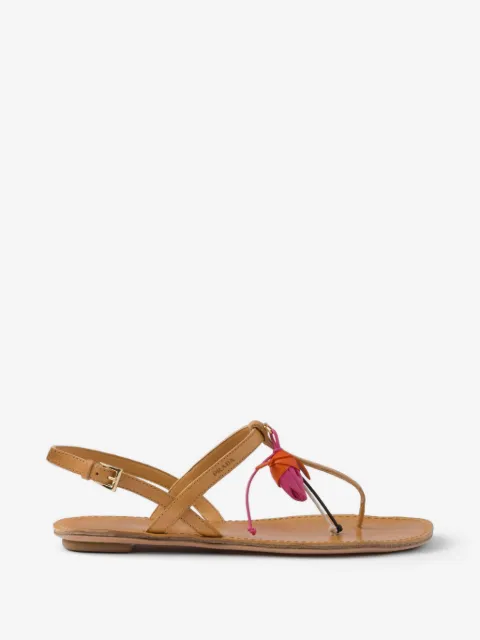Prada sandalias de piel con aplique floral