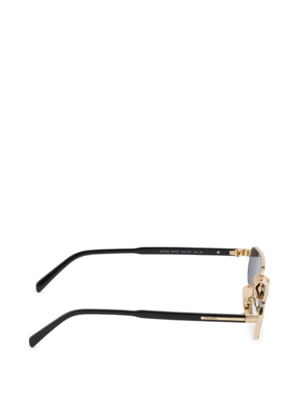 PRADA プラダ　サングラス　ブラック　ゴールド　ウェリントン　メタル　希少品 Prada Eyewear Sunglasses With The Iconic Metal Plaque | Gold