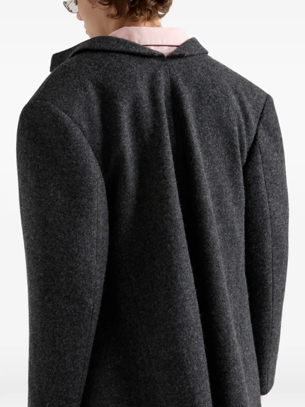 Prada Wollen jack met enkele rij knopen Grijs
