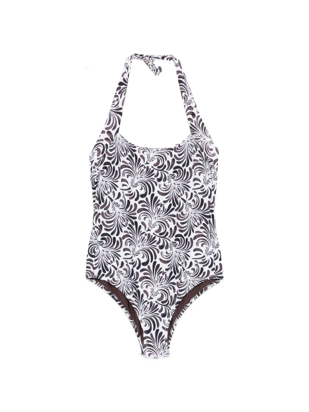 TWINSET botanical-print halterneck swimsuit - Bianco