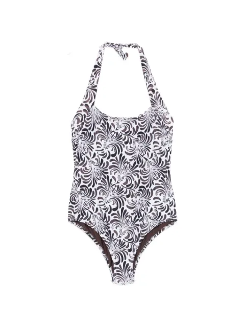 TWINSET botanical-print halterneck swimsuit