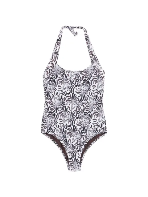 TWINSET botanical-print halterneck swimsuit