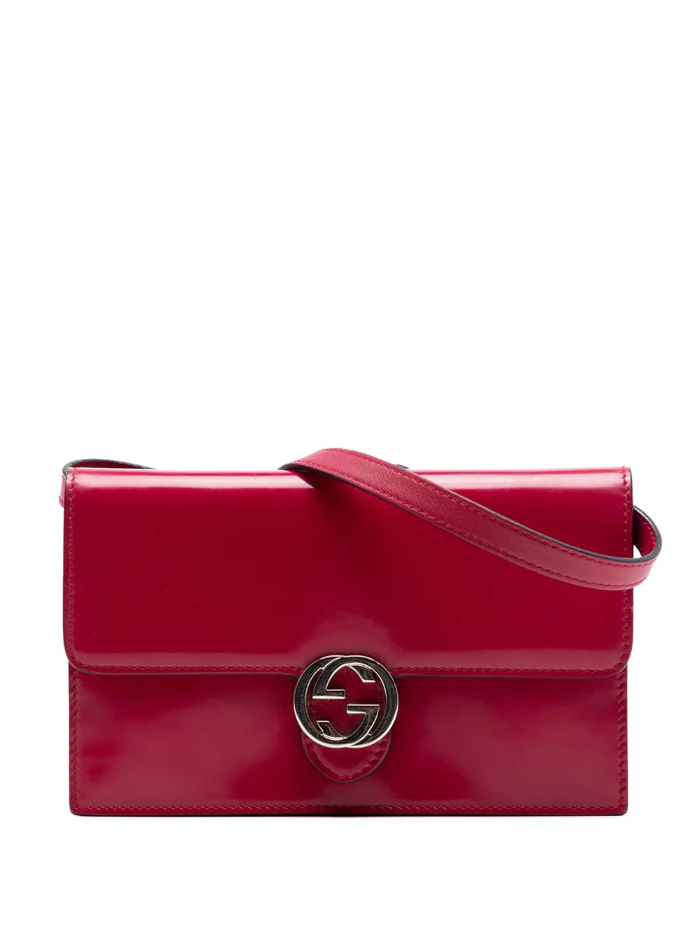 Gucci Pre-Owned 2000-2015 Leather Interlocking G Dollar Wallet On Chain crossbody bag - Rosso