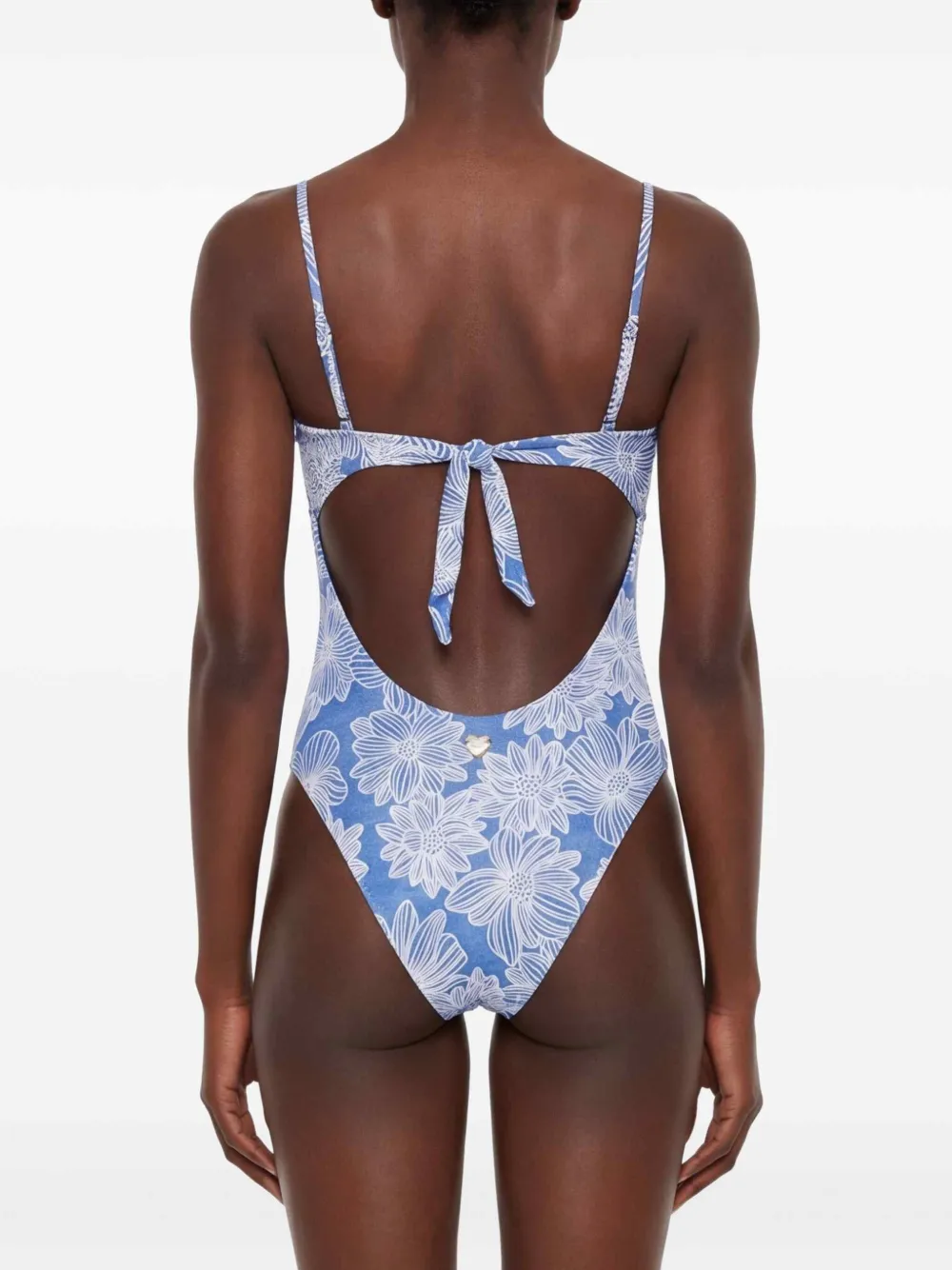 TWINSET Badpak met bloemjacquard en schelpendetail Blauw