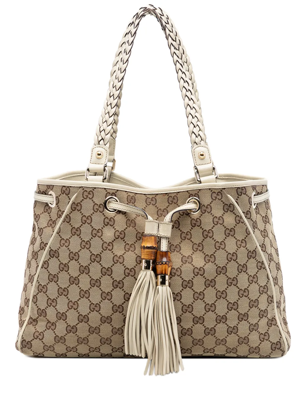 Gucci Pre-Owned 2016-2025 Medium GG Canvas Braided Peggy tote bag - Bianco