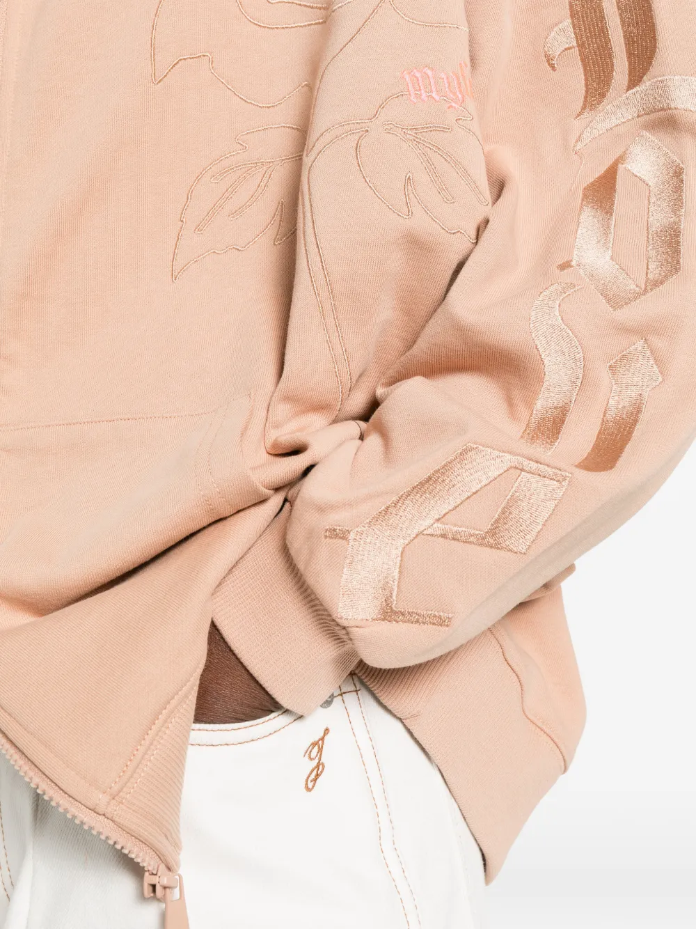 TWINSET Hoodie met geborduurde bloemen Beige
