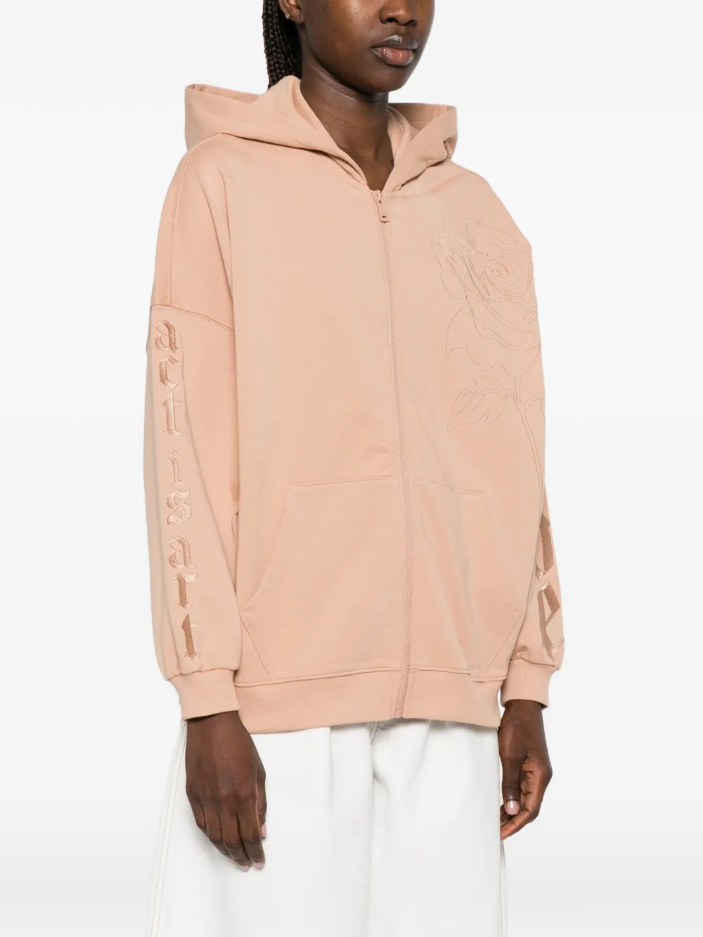 TWINSET Hoodie met geborduurde bloemen Beige