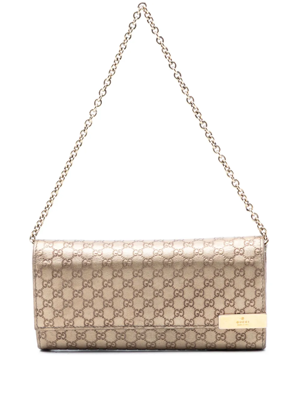 Gucci Pre-Owned 2000-2015 Metallic Microguccissima Dice Wallet On Chain shoulder bag - Oro