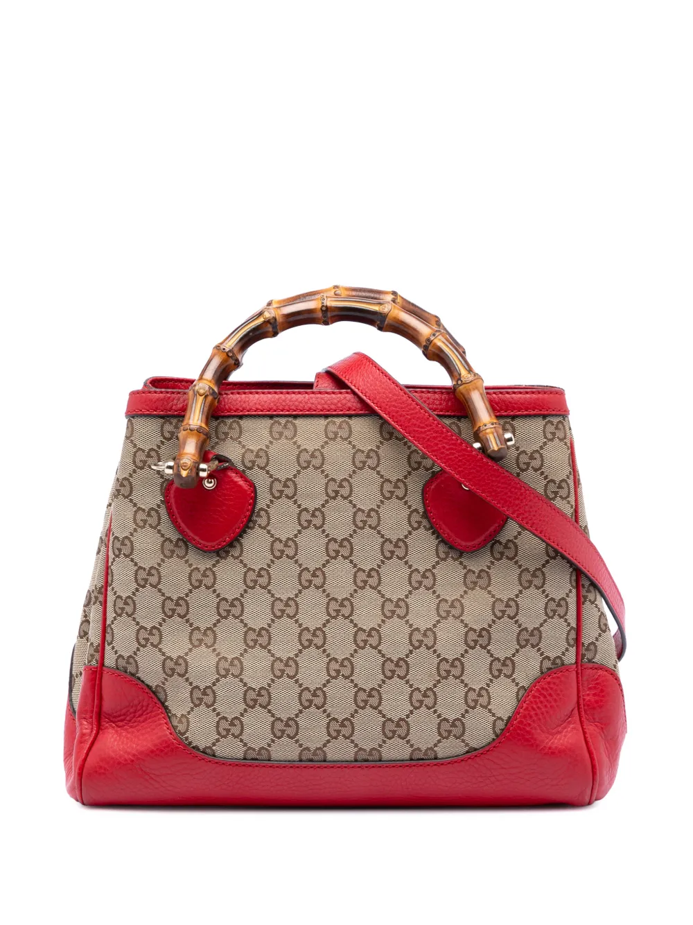 Gucci Pre-Owned 2016-2026 Small GG Canvas Diana Bamboo Top Handle Tote satchel - Rosso