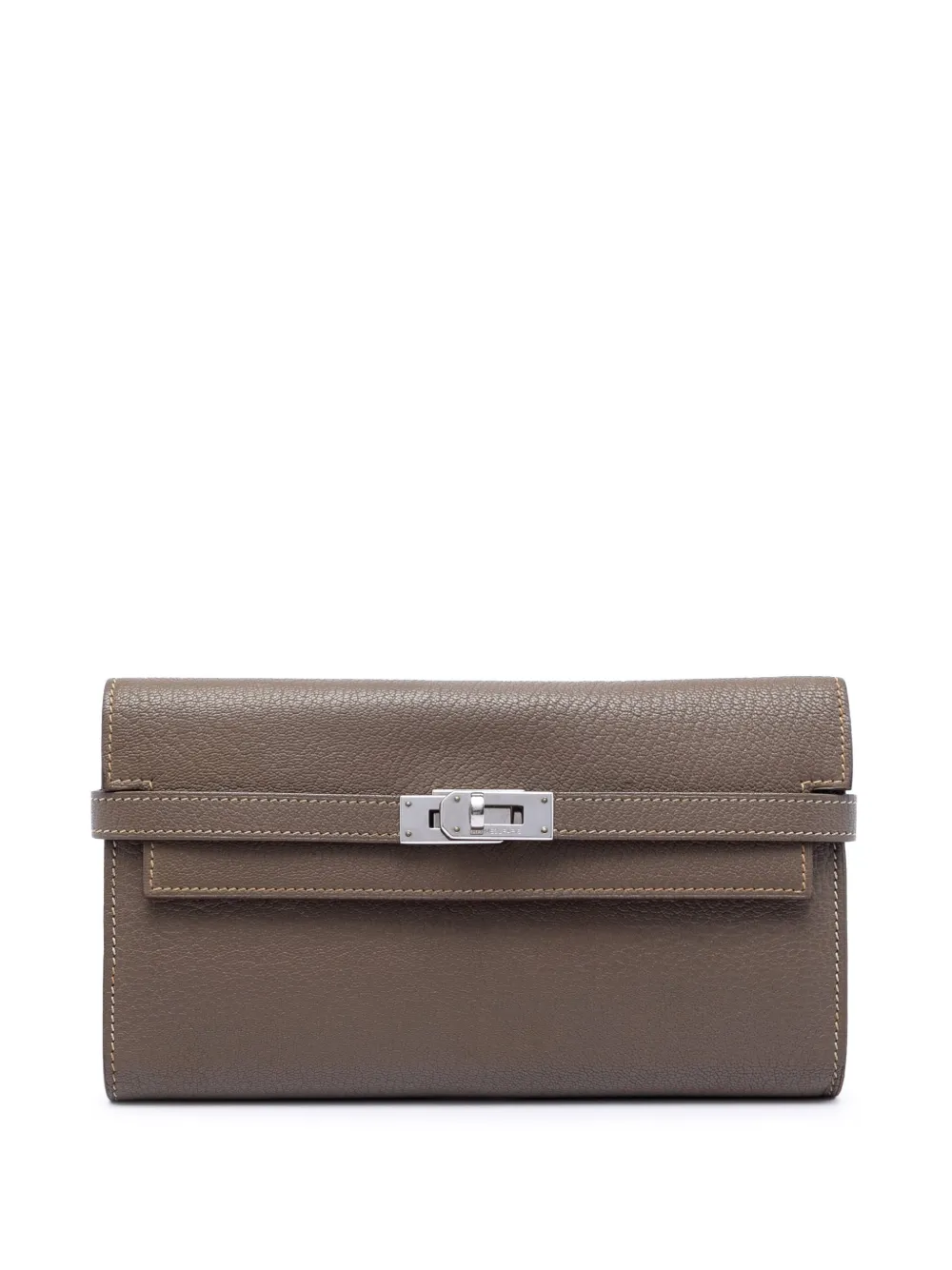 Pre-owned Hermes 2014 Chevre Mysore Kelly Longue Wallet Long Wallets In Brown