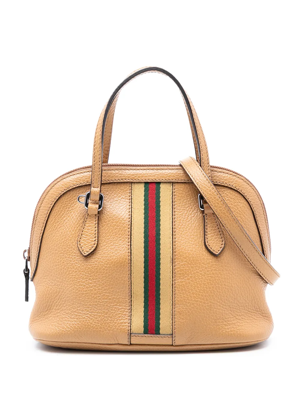 Gucci Pre-Owned 2016-2025 Mini Leather Web Dome satchel - Marrone