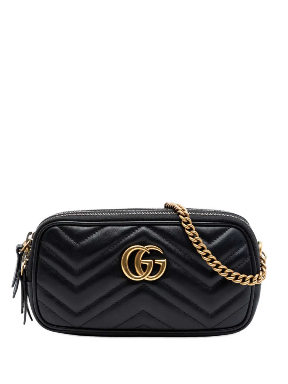 Gucci Pre-Owned 2000-2015 Mini GG Marmont Matelasse Leather Triple Zip crossbody bag - Schwarz