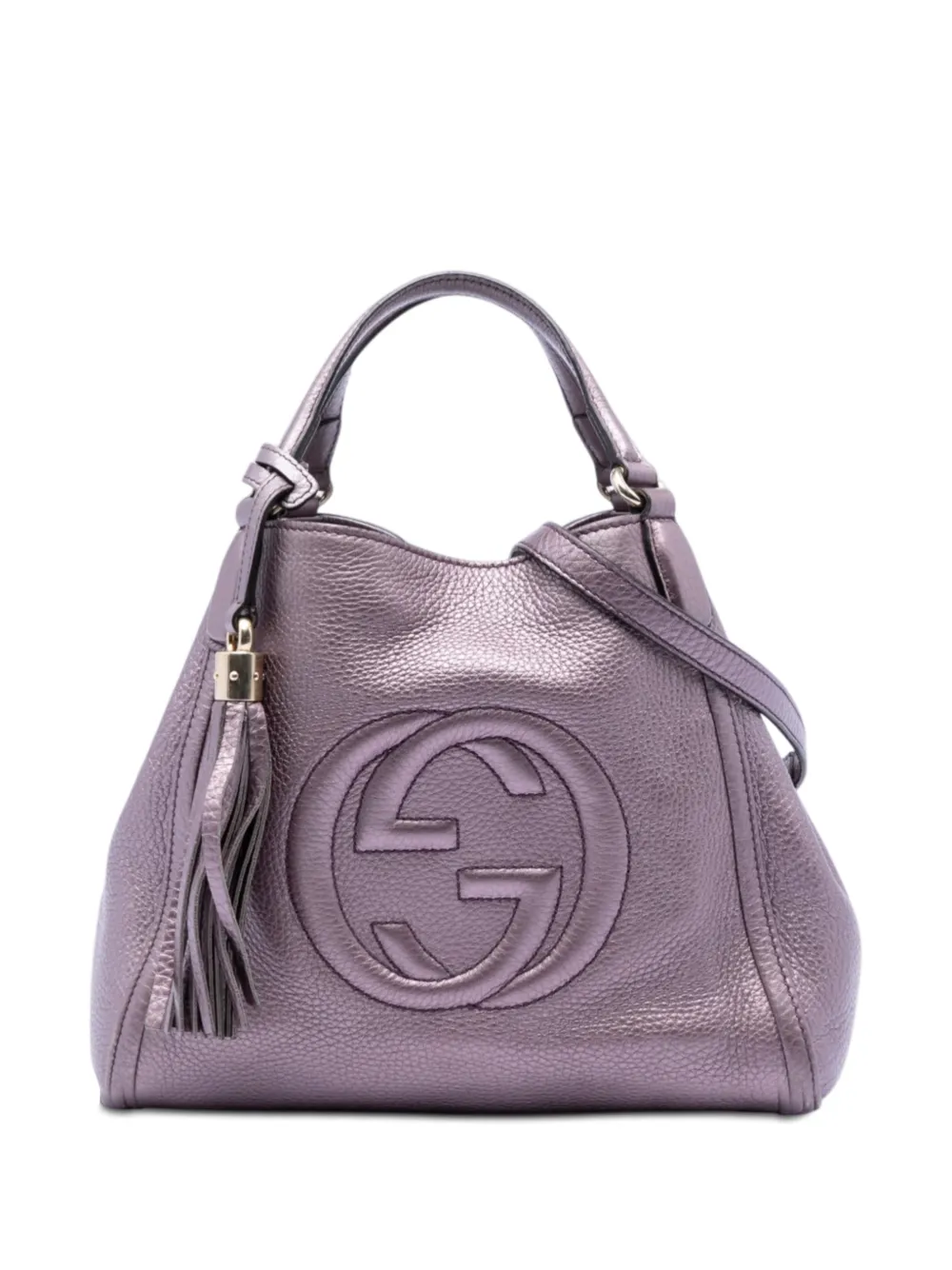 Gucci Pre-Owned 2016-2026 Small Metallic Leather Soho satchel - Viola