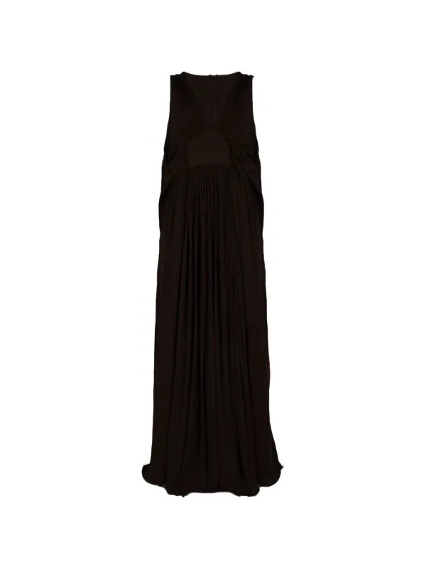 Heirlome Jolie Pleated V-neck Maxi Dress in Brown