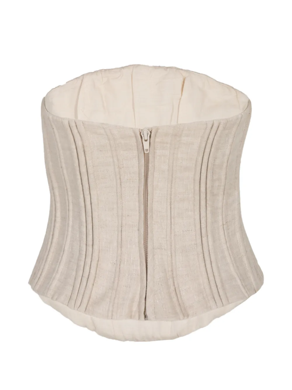 Andres Otalora Te Miro Pleated Strapless Top in Neutrals, view 2