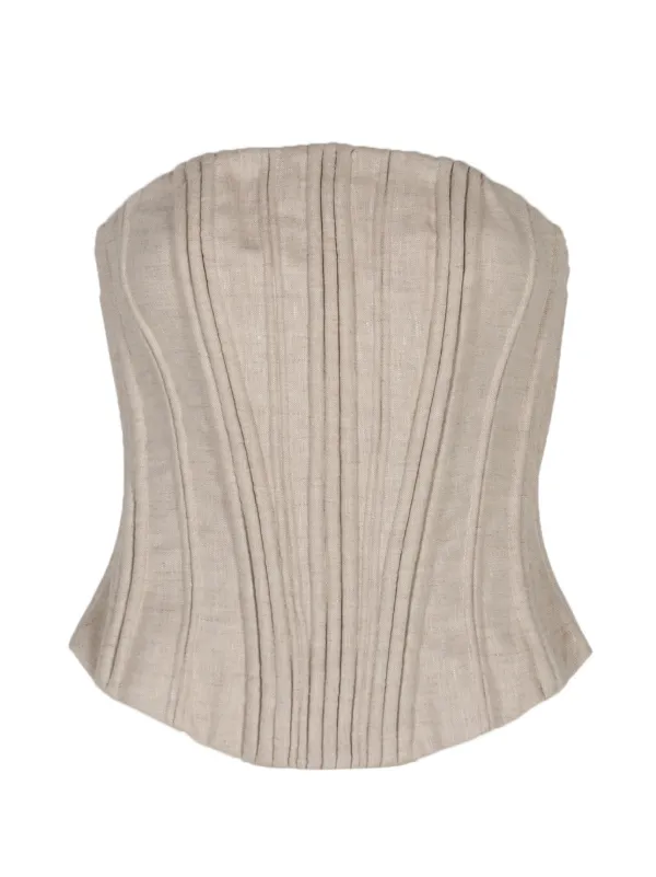 Andres Otalora Te Miro Pleated Strapless Top in Neutrals