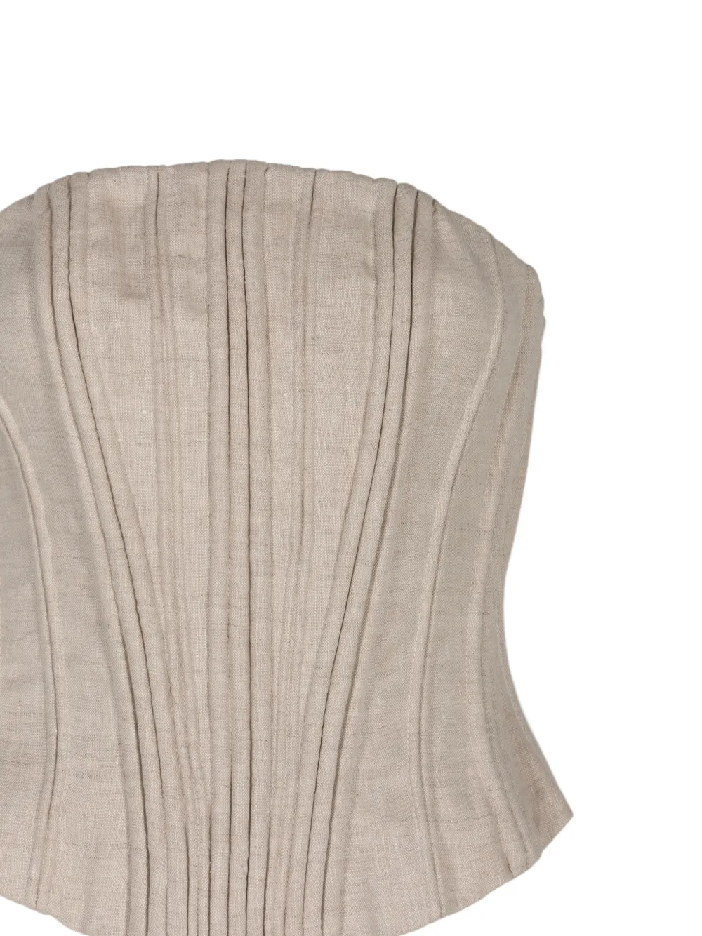 Andres Otalora Te Miro Pleated Strapless Top in Neutrals, view 3