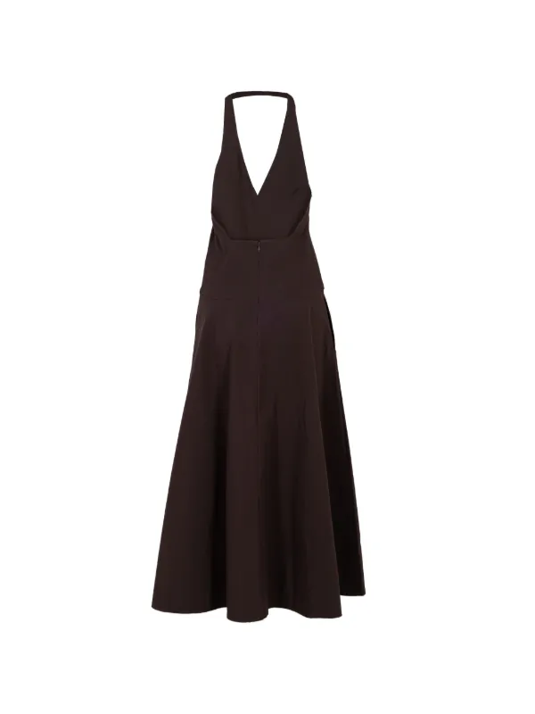 St. Agni Halter Plunge Maxi Dress | Brown