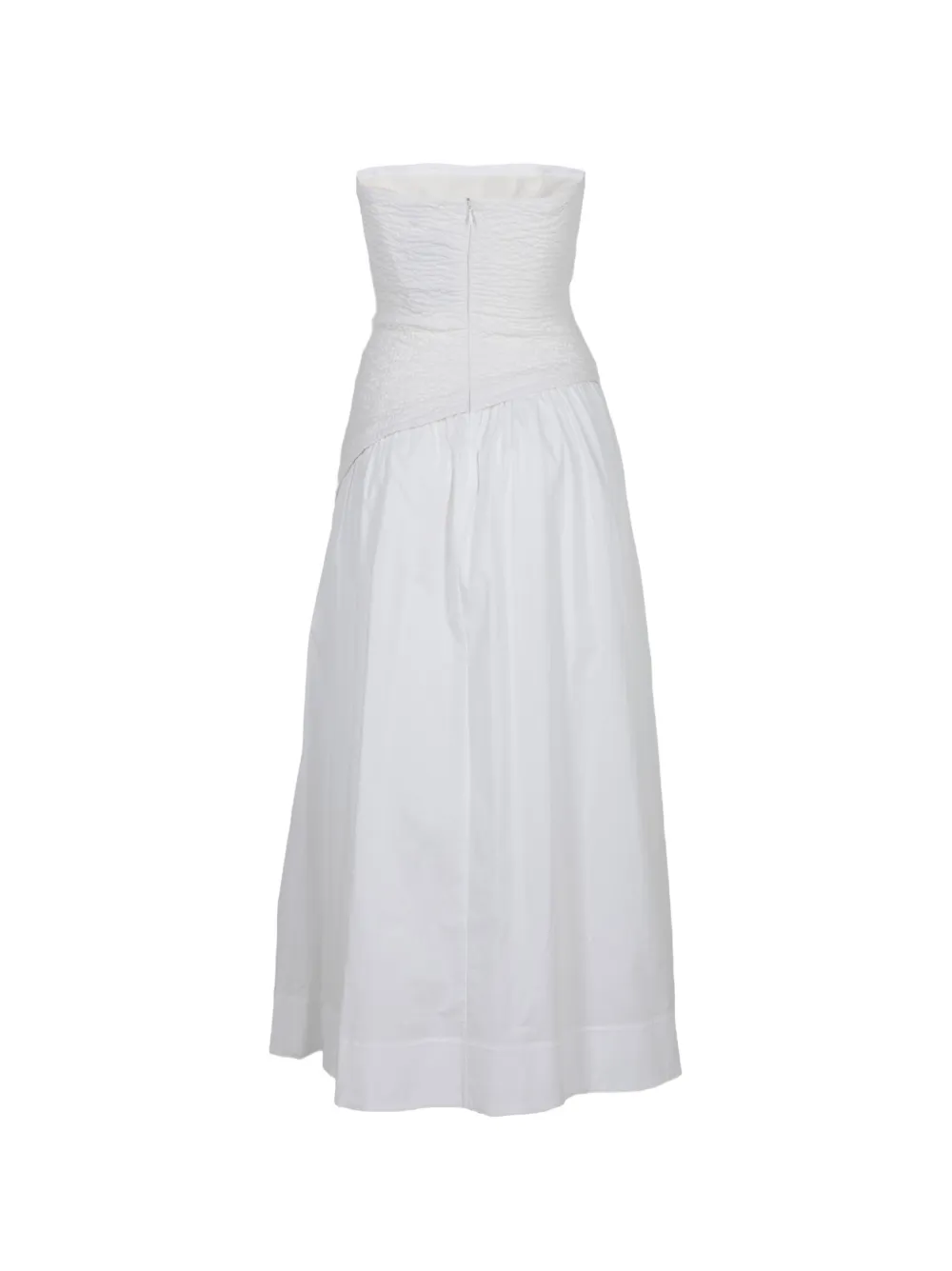 STAUD Nia strapless seersucker maxi-dress Wit