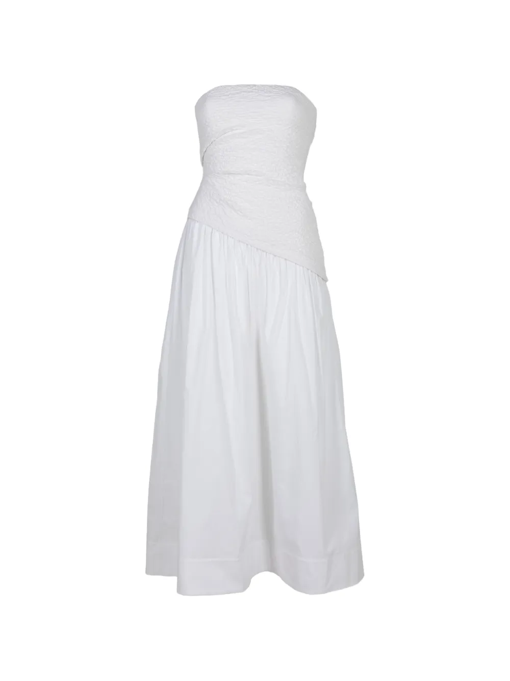 STAUD Nia strapless seersucker maxi dress - Bianco