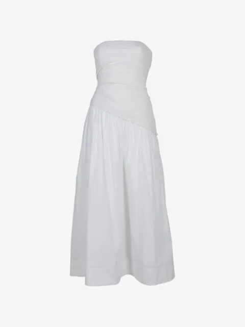 STAUD Nia strapless seersucker maxi dress